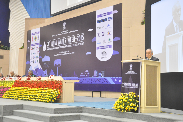 Dogan Altinbilek speaking at the 3rd India Water Week, New Delhi, India. Credit: Ashish Kumar