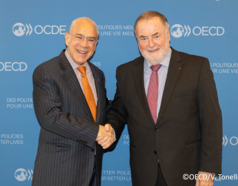 Secretary General of the Organisation for Economic Co-operation and Development (OECD) and WWC President Loic Fauchon, OECD Headquarters, Paris, France, 22 March 2019.