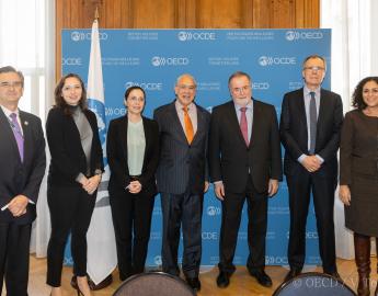 Loïc Fauchon, President of the World Water Council and Jose Angel Gurria Trevino, Secretary General of the OECD (third and fourth from right), OECD Headquarters, Paris, 22 March 2019