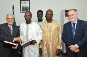 @leblancproduction From left to right: World Water Council President Benedito Braga, Prime Minister of the Republic of Senegal Mahammed Boun Abdallah, Minister of Hydraulics of the Republic of Senegal Mansour Faye, and World Water Council Honorary President Loic Fauchon, Dakar, Senegal, 22 March 2018