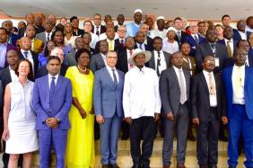 President of Uganda Yoweri Museveni joins delegates at the 20th African Water Association International Congress and Exhibition