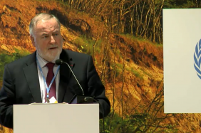 Newly-elected World Water Council President Loïc Fauchon delivers closing statements during the CoP24 Water Action Event, Katowice, Poland, 7 December 2018