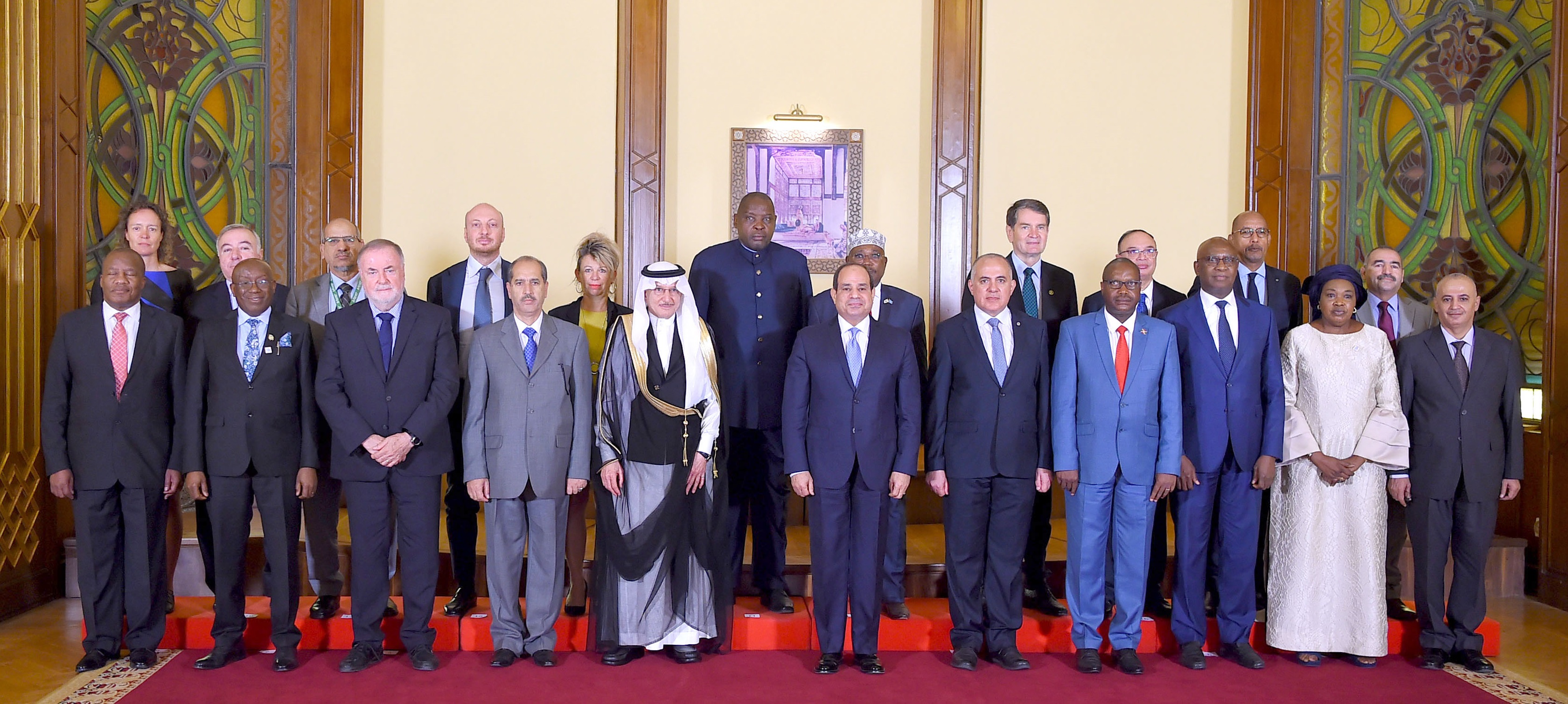 Loïc Fauchon lors de la Cairo Water Week, au palais présidentiel, reçu par Abdel Fattah al-Sissi, Président de la République arabe d’Egypte, et autres dignitaires, Le Caire, lundi 21 octobre 2019
