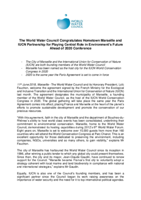 The World Water Council Congratulates Hometown Marseille and IUCN Partnership for Playing Central Role in [...] (EN)