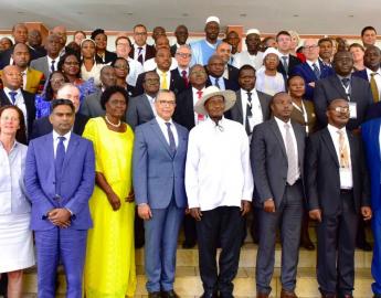 President of Uganda Yoweri Museveni joins delegates at the 20th African Water Association International Congress and Exhibition