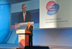 World Water Council President Benedito Braga opening the 2nd Stakeholders Consultation Meeting of the 7th World Water Forum