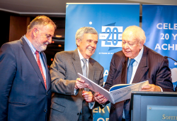 World Water Council President Benedito Braga (center), Mayor of Marseille Jean-Claude Gaudin (right) and World Water Council Honorary President Loïc Fauchon during the evening reception to celebrate the 20th anniversary of the World Water Council, 25 November 2016, Marseille, France