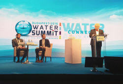 Caption: András Szöllősi-Nagy, World Water Council Governor, Co-Chair of the International Programme Committee and President of the Drafting Group of the Budapest Water Summit 2016 presents the BWS Messages, 30 November 2016 ©Budapest Water Summit 2016