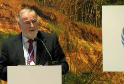 Newly-elected World Water Council President Loïc Fauchon delivers closing statements during the CoP24 Water Action Event, Katowice, Poland, 7 December 2018