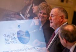 Céline Tellier, Walloon Minister for the Environment, Nature, Forests, Rurality and Animal Welfare, and Loïc Fauchon, President of the World Water Council, at the opening of the World Water Council’s 71st meeting of the Board of Governors, Liège, 5 February 2020. © Thierry Dricot 