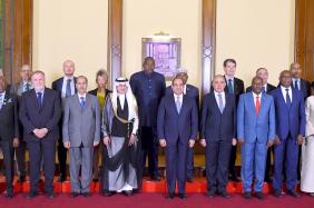 Loïc Fauchon lors de la Cairo Water Week, au palais présidentiel, reçu par Abdel Fattah al-Sissi, Président de la République arabe d’Egypte, et autres dignitaires, Le Caire, lundi 21 octobre 2019