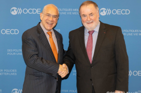 Secretary General of the Organisation for Economic Co-operation and Development (OECD) and WWC President Loic Fauchon, OECD Headquarters, Paris, France, 22 March 2019.