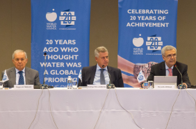 From left to right: Dogan Altinbilek, Vice President of the World Water Council, Senator Rodrigo Rollemberg, Federal District Governor, and Benedito Braga, President of the World Water Council, at the 59th Board of Governors meeting, 24 June, Brasilia. Photo: @IsraelLima