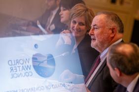 Céline Tellier, Walloon Minister for the Environment, Nature, Forests, Rurality and Animal Welfare, and Loïc Fauchon, President of the World Water Council, at the opening of the World Water Council’s 71st meeting of the Board of Governors, Liège, 5 February 2020. © Thierry Dricot